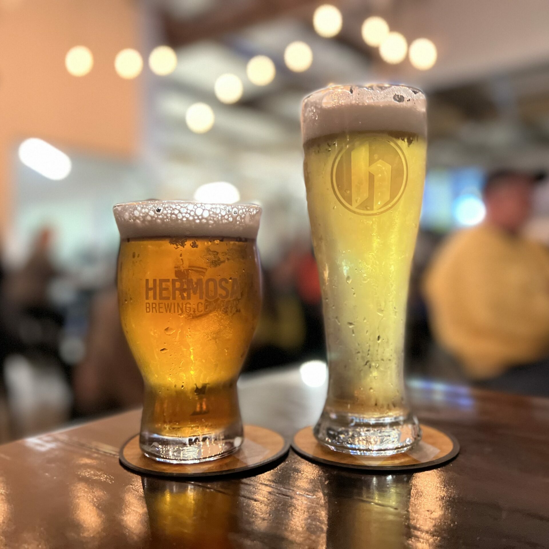 closeup of two glasses of beer